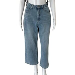 Line Friends IBell Zhang High Waist Wide Leg Ankle Denim Jeans Brown Bear M